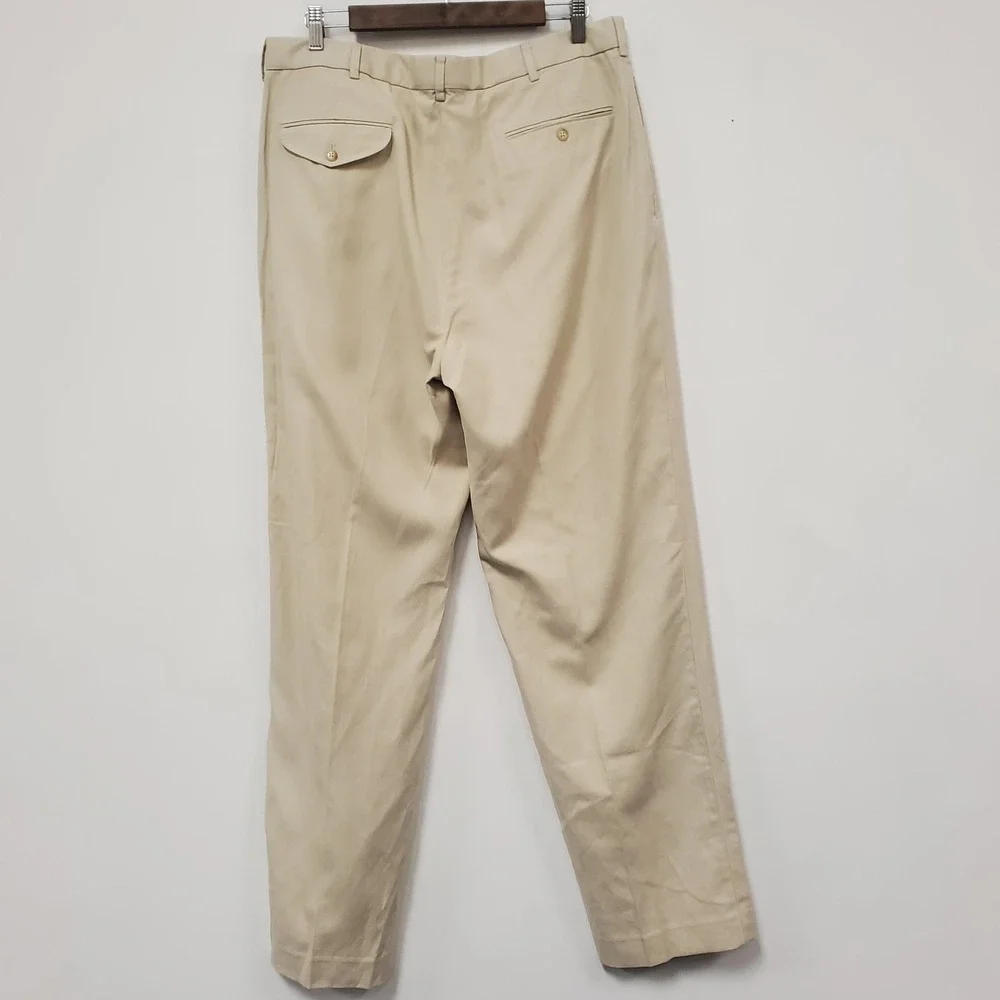 Polo Golf Ralph Lauren Mens Chino Pants Size 36L Cotton Silk Linen Pleated